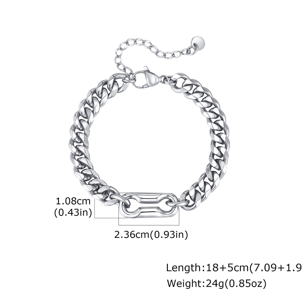 G廠-不鏽鋼小眾ins潮酷單身簡約男女 個性8字金屬古巴手鍊鋼色「BR-2632」25.12-1