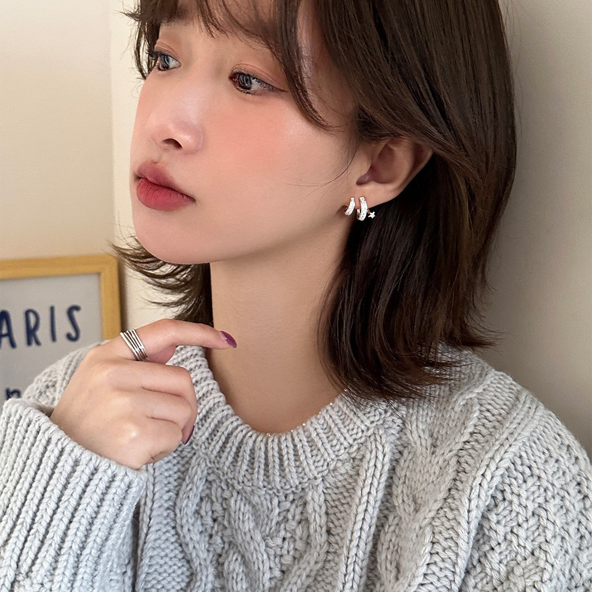 C廠-925銀針流星耳釘女INS韓版絕美爆閃鋯石耳環設計超仙小清新耳飾「EH-3503」25.06-2