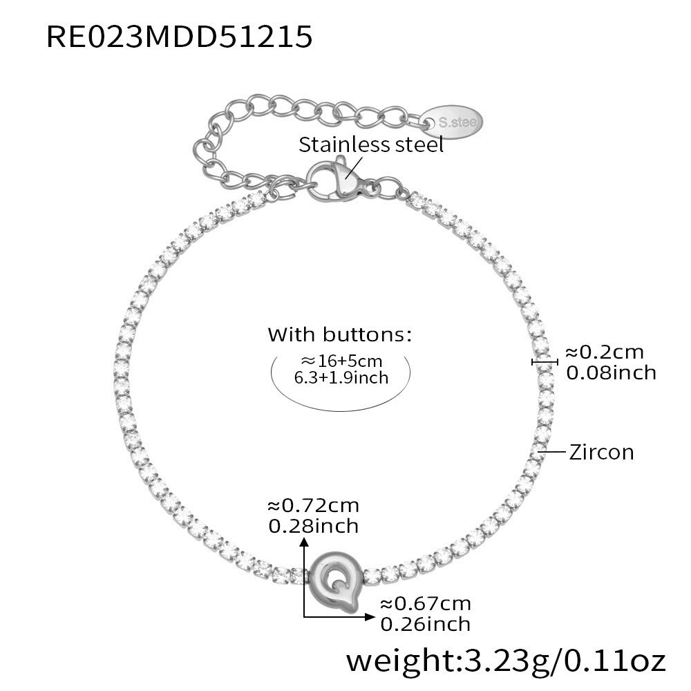 B廠-爆閃爪鑲鋯石26字母手鍊 不鏽鋼鍍18k真金時尚精緻氣質珠寶首飾女「RE023」25.12-3