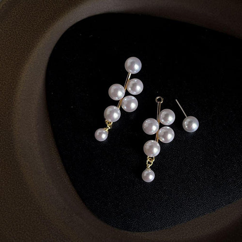 A廠-2023新款珍珠葡萄串造型一款兩戴925銀針鍍14K高級感耳釘耳飾耳環「2535」23.06-4 - 安蘋飾品批發