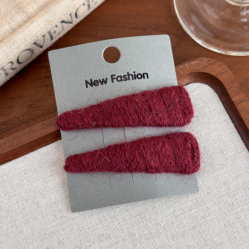 E廠-韓國ins秋冬彩色三角毛線bb夾髮夾可愛甜美瀏海夾側邊夾頭飾髮飾「27652」25.11-4