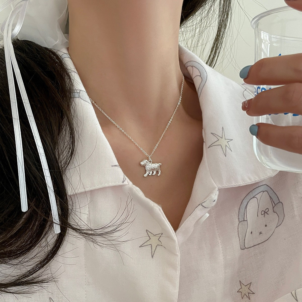 C廠-925純銀可愛小狗吊墜項鍊女韓版百搭ins小眾設計感高級新款鎖骨鏈「XL-1106」25.08-3