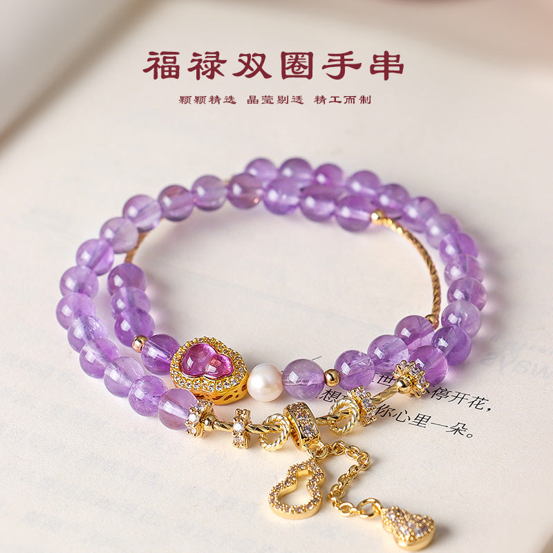 AS廠-天然黃塔水晶福祿串珠手鍊女時尚高級感淡水珍珠紫水晶海藍寶手串「SL6463」25.07-3