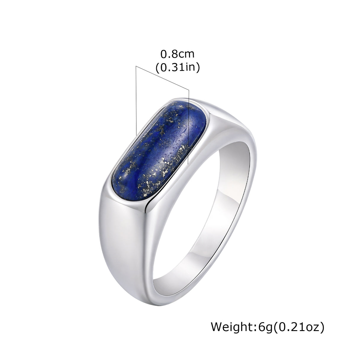 G廠-鈦鋼飾品 歐美時尚男士指環不鏽鋼全光橢圓蛋面青金石戒指「RC-786」25.07-3
