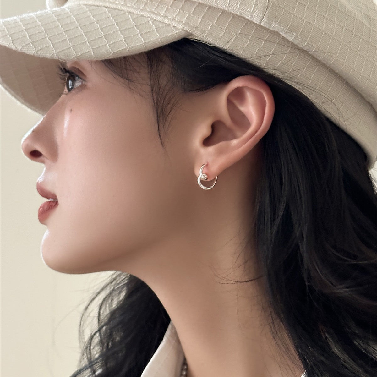 C廠-INS歐美時尚幾何圓圈耳環女小眾個性高級感銀針愛心耳圈百搭耳飾「EH-3674」25.06-4