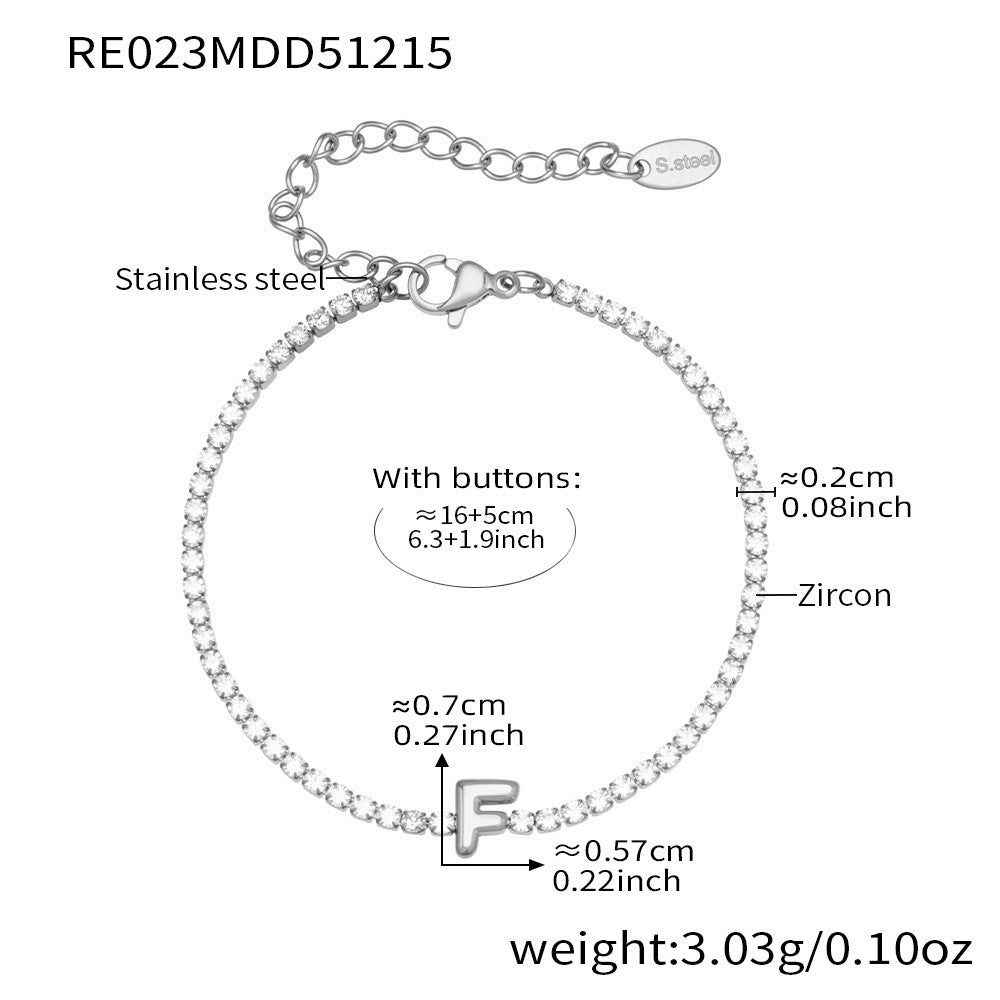 B廠-爆閃爪鑲鋯石26字母手鍊 不鏽鋼鍍18k真金時尚精緻氣質珠寶首飾女「RE023」25.12-3