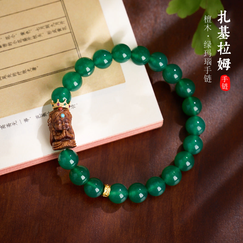 AS廠-東迦檀香扎基拉姆手鍊女款禮物金木水火土多寶瑪瑙水晶五行手串「J081J902」25.07-4