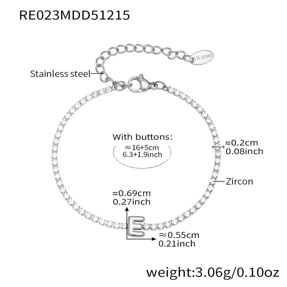 B廠-爆閃爪鑲鋯石26字母手鍊 不鏽鋼鍍18k真金時尚精緻氣質珠寶首飾女「RE023」25.12-3