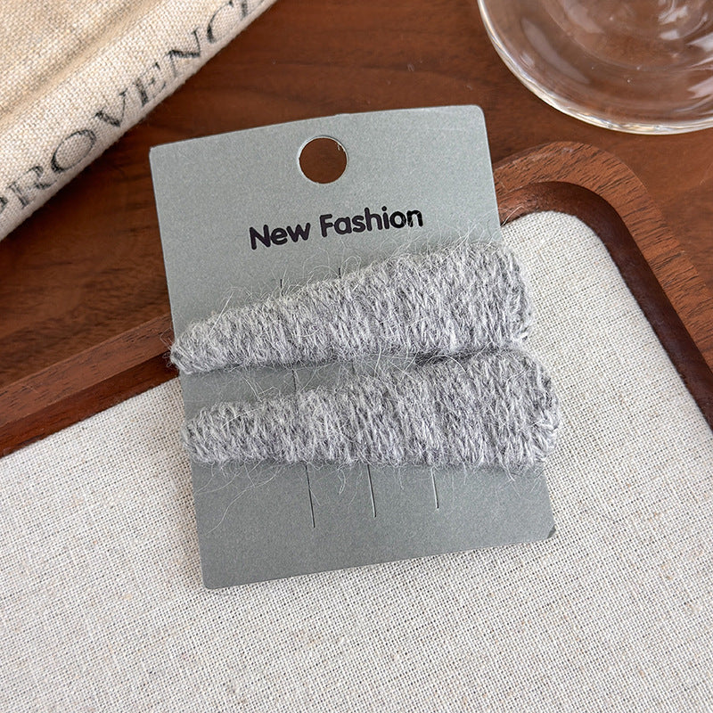 E廠-韓國ins秋冬彩色三角毛線bb夾髮夾可愛甜美瀏海夾側邊夾頭飾髮飾「27652」25.11-4