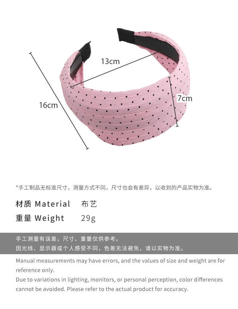 E廠-韓系寬邊糖果色褶皺波點髮箍2025新款春夏甜美壓髮髮箍高顱頂髮飾「26829」 25.04-3