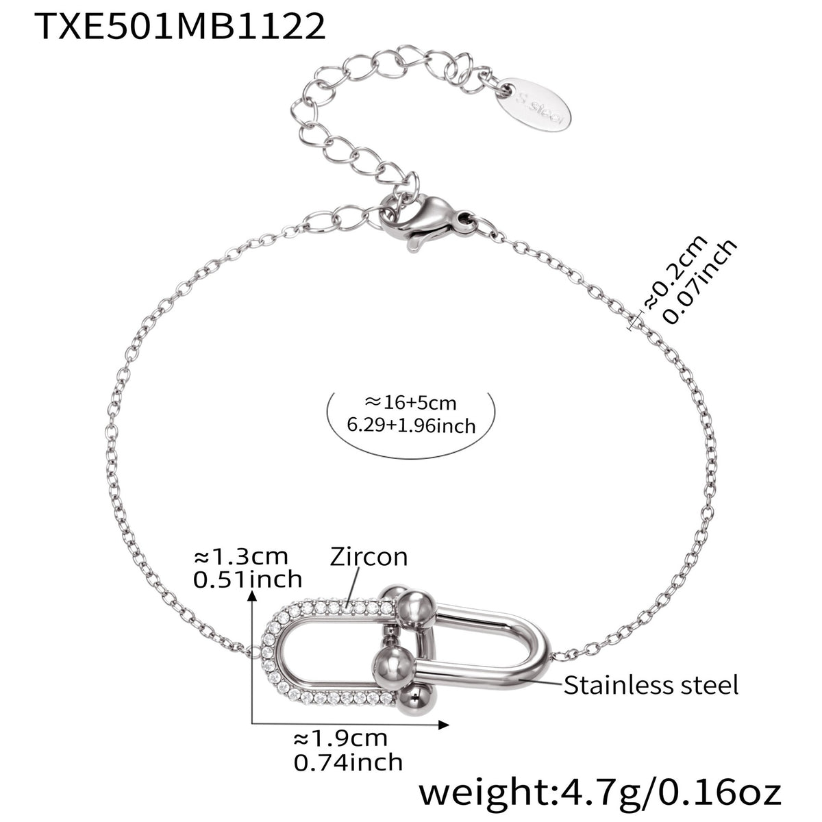 B廠-不鏽鋼馬蹄扣帶鑽飾品耳環戒指手鍊項鍊首飾套裝鍍18k真金不掉色「TXP501」25.11-4