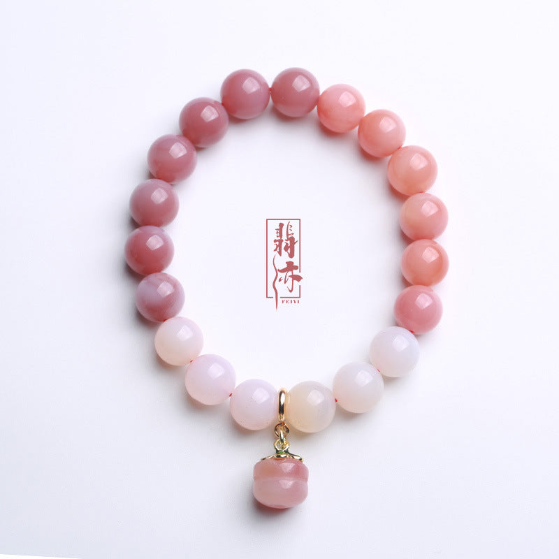 AS廠-天然10MM鹽源瑪瑙手鍊女柿柿如意小柿子吊墜漸變手串閨蜜禮物批發「SL14-01」25.05-5
