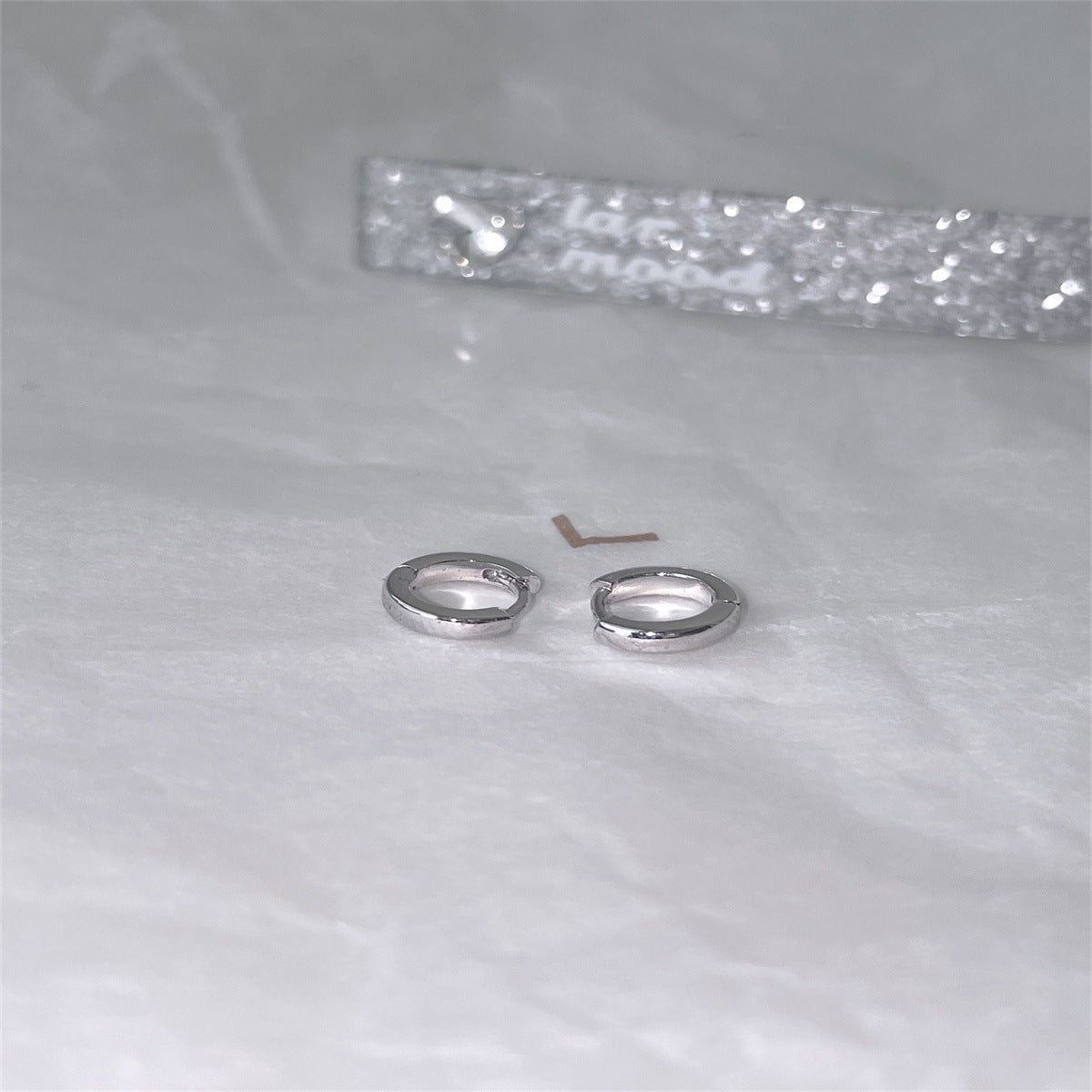 C廠-極簡冷淡風鋯石耳環女輕奢高級感mini純銀耳圈精緻時尚氣質耳扣「EH-4209」25.10-3