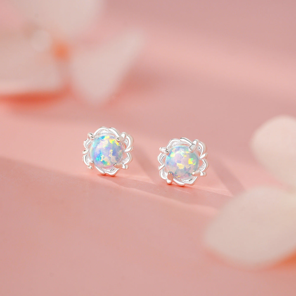 D廠-足銀S999幾何歐泊耳環女設計甜美輕奢冬季爆款簡約小眾耳飾批發「YC2656E_1」25.11-4