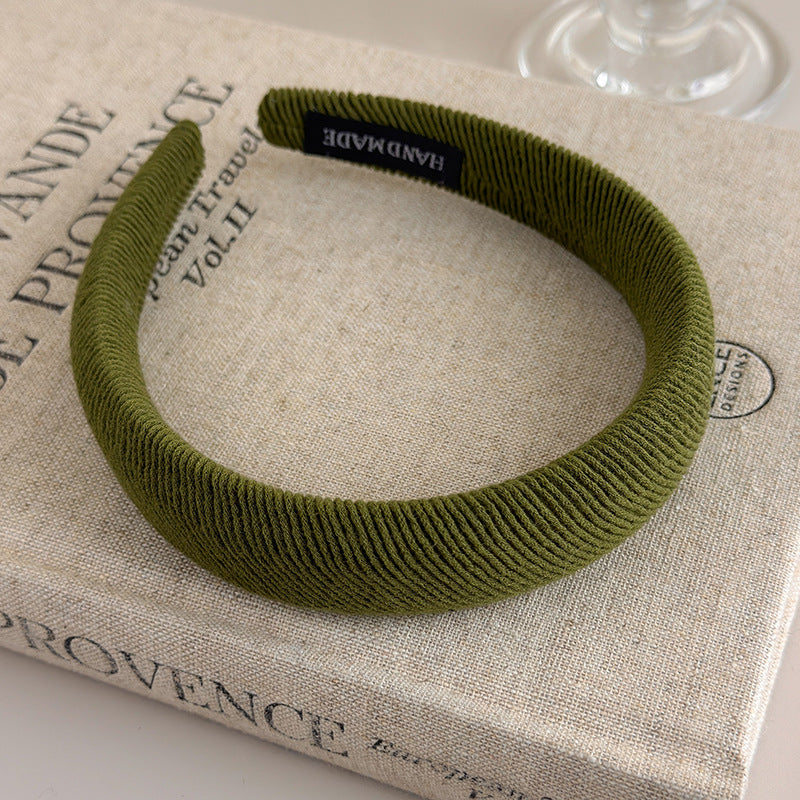 E廠-復古螺紋高顱頂海綿髮箍女款百搭外出寬邊網紅2025年新款氣質頭箍「21924」25.11-2