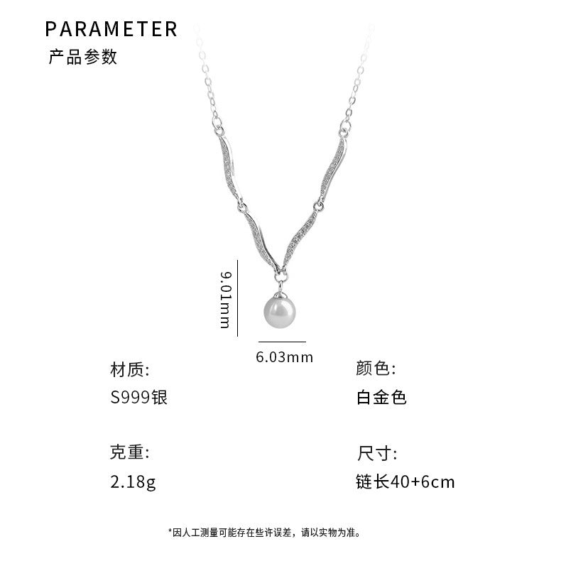 D廠-S999足銀珍珠項鍊法式復古文藝韓風氣質精緻清新鎖骨鏈批發「YC0079N_1」25.06-3