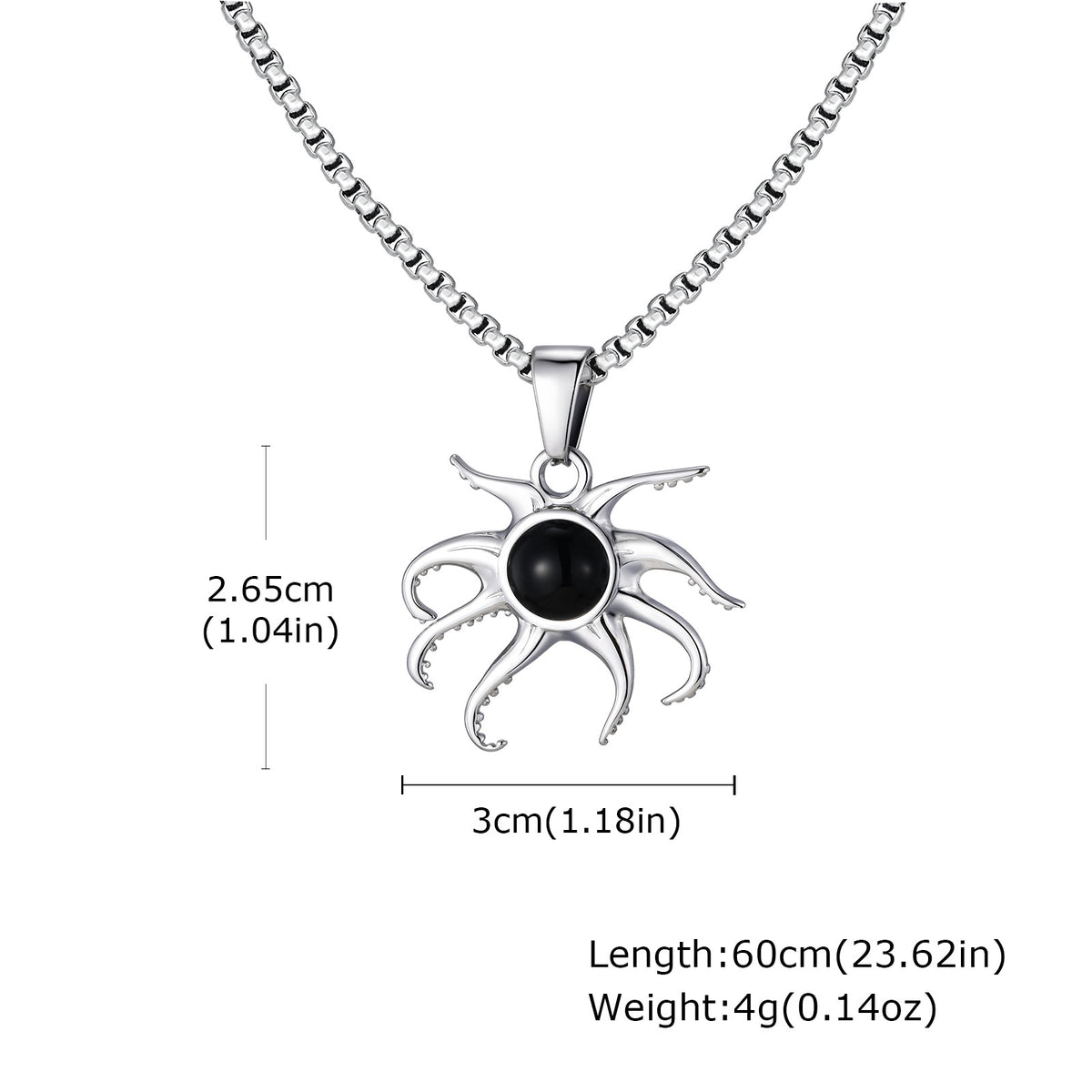 G廠-不鏽鋼男士小眾設計感酷颯個性黑瑪瑙八爪魚吊墜「PN-2220」25.12-2