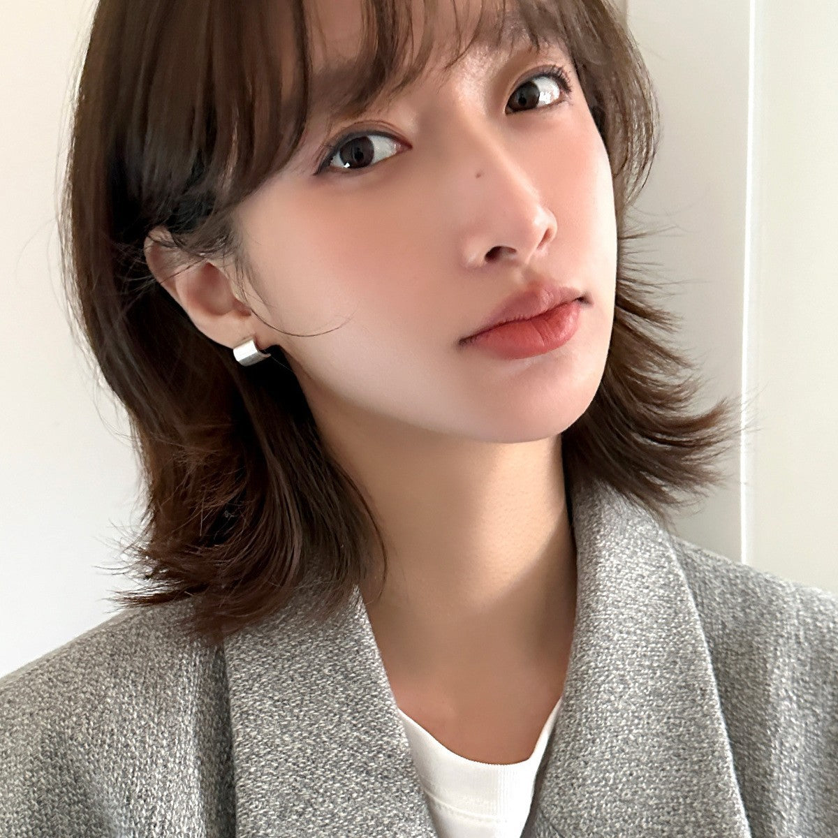 C廠-輕奢復古小眾設計拉絲幾何銀針耳釘女精緻簡約冷淡風網紅獨特耳飾「EH-3476」25.04-3