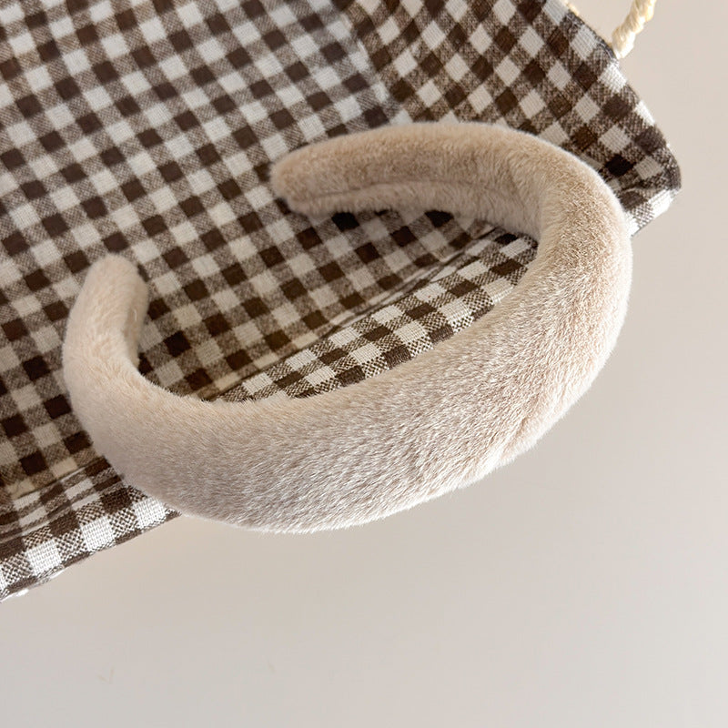 E廠-秋冬仿兔毛軟糯毛毛高顱頂寬髮箍氣質百搭溫暖毛絨絨壓髮頭箍髮飾「19179」25.11-3