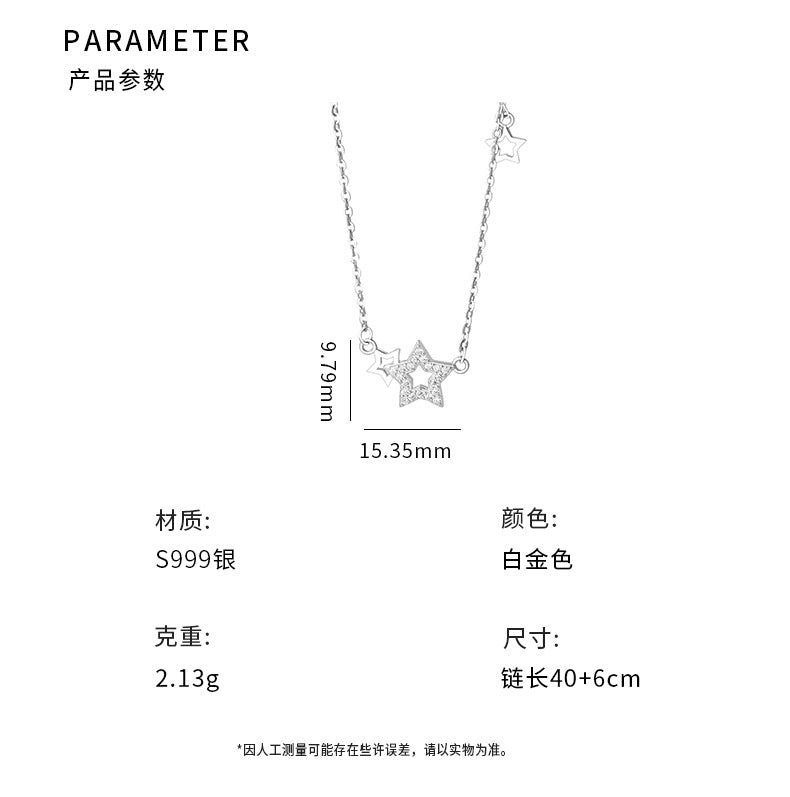 D廠-S999足銀星星項鍊可愛童趣百搭設計五星級吊墜時尚頸鍊飾品批發「YC1909N_1」25.09-2
