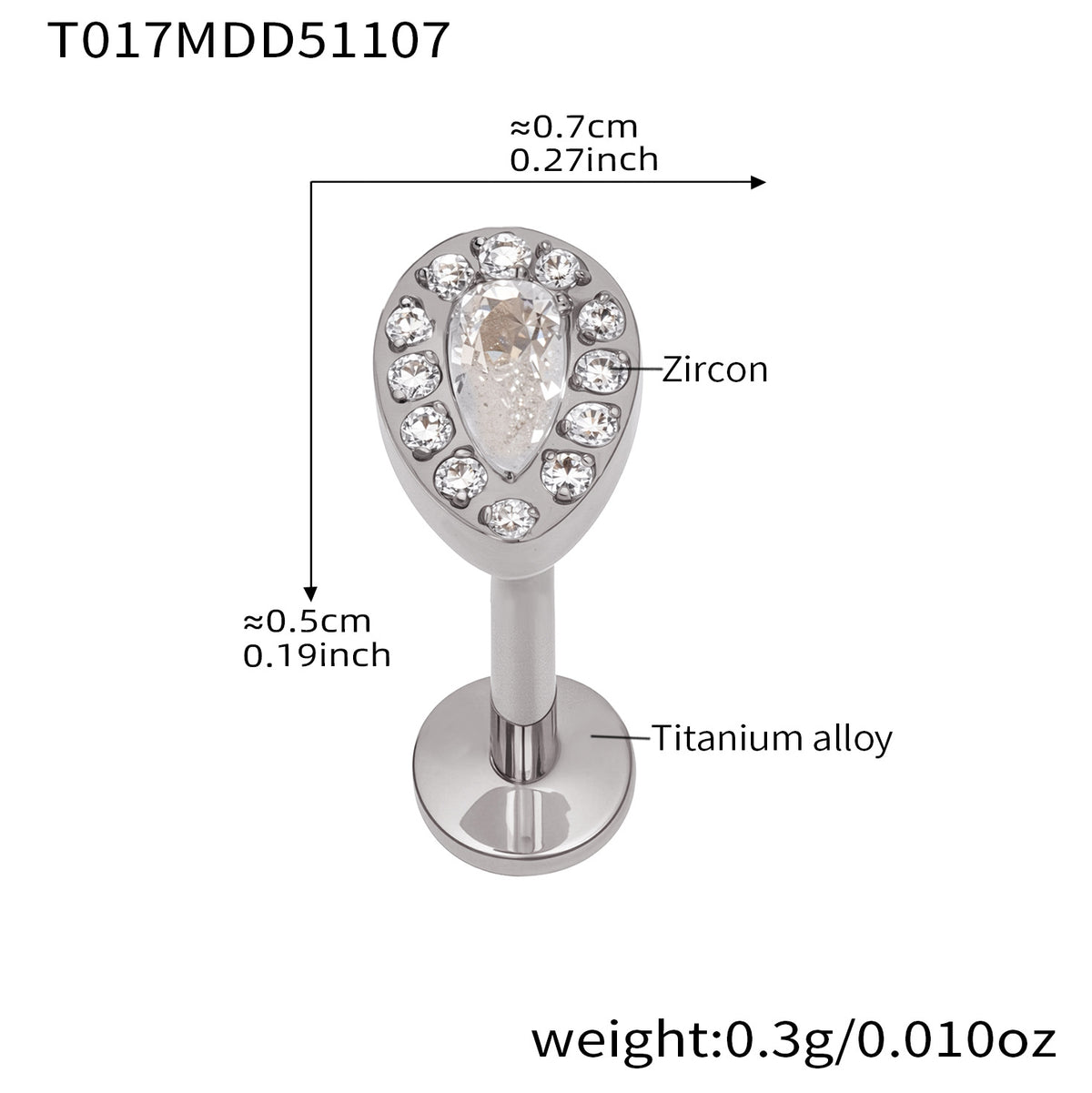 B廠-撒旦的孩子美人魚穿刺唇釘女鈦合釘甜酷辣妹唇環鈦合金飾品「T009」25.11-2