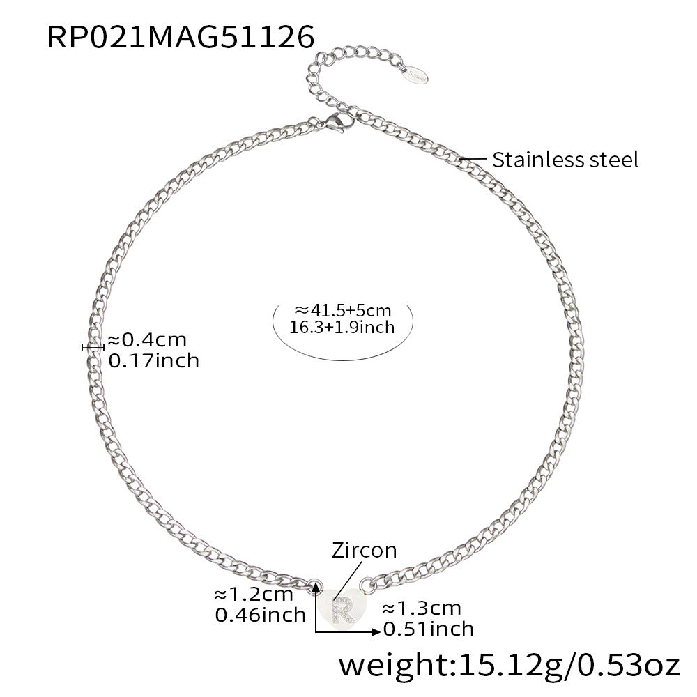 B廠-不鏽鋼愛心字母鑲嵌鋯石吊墜項鍊手鍊套裝 歐美個性首飾鍍18k真金「RP021」25.12-1