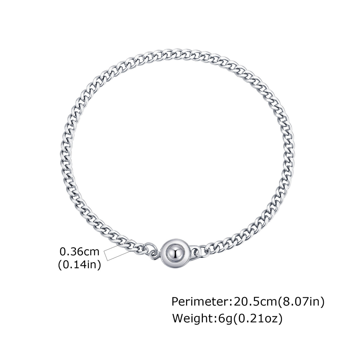 G廠-不鏽鋼磨鏈圓形按扣手鍊鏈寬3.6MM 5MM  7MM時尚飾品「BR-2490」25.06-1