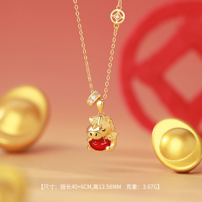 D廠-原創S999足銀 抱寶小馬項鍊輕奢手鍊本命年小眾耳環個性首飾「YC9697E_1 YC0248N_1 YC5388SL_1」25.11-3