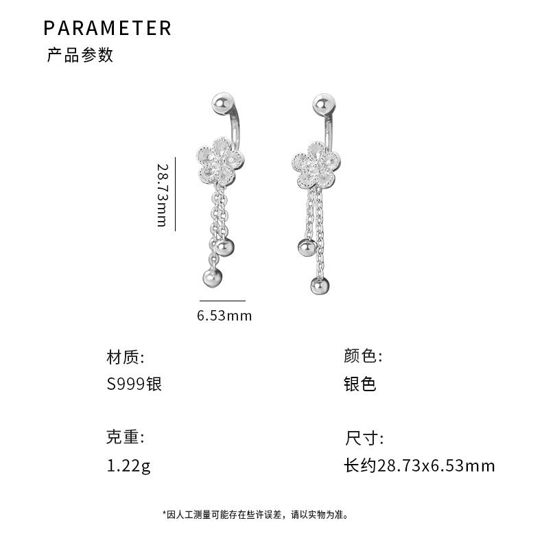 D廠-S999足銀簡約花朵流蘇彎鉤螺絲耳環女氣質文藝甜美可愛耳環批發「YC2133E_2」25.06-4