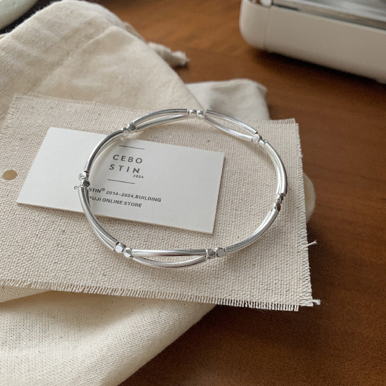 C廠-新中式錦鯉小魚葫蘆錢幣元寶黑瑪瑙串珠彈力雙層彎管S925純銀手鍊「1515」25.11-3