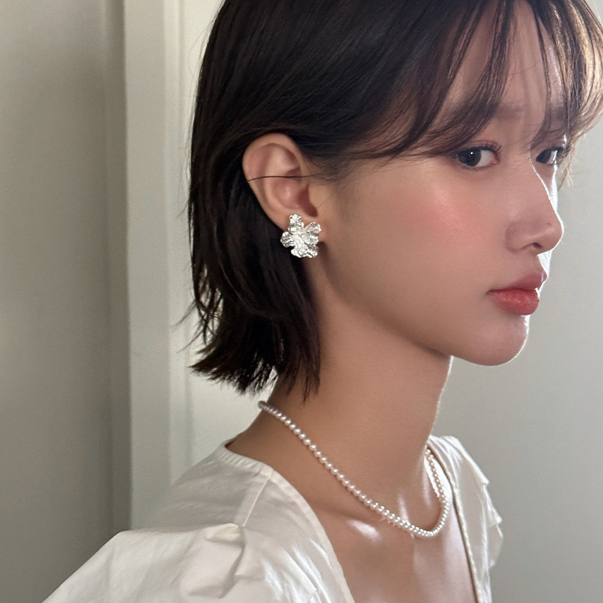 C廠-森系復古小清新花朵耳釘女高級感獨特設計肌理感銀針耳環百搭耳飾「EH-3862」25.07-3