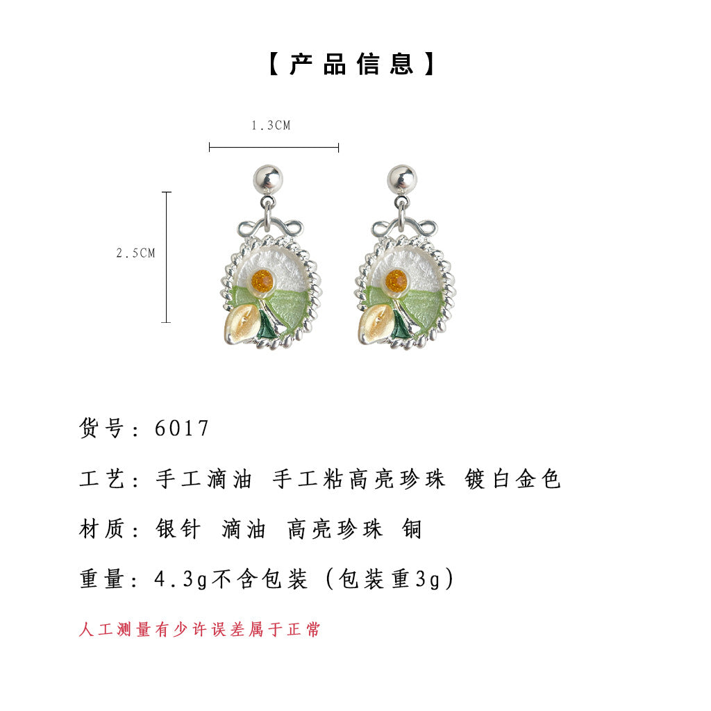 A廠-森系超仙清新甜美莫奈花園文藝氣息手工滴油花朵耳環工廠耳環飾品「6017」25.05-2