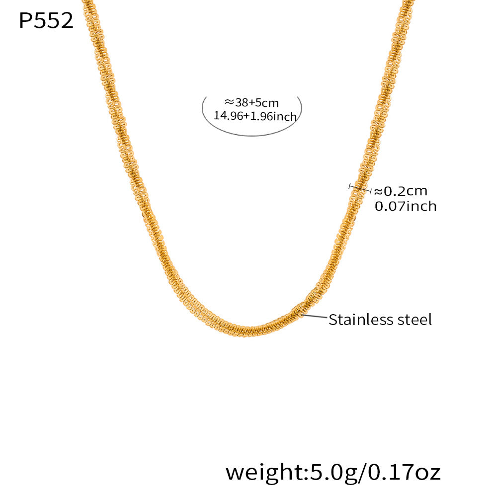 B廠-不鏽鋼滿天星菜花鏈波光粼粼超閃手鍊鎖骨項鍊套裝鍍18k金不掉色「P552」25.12-2
