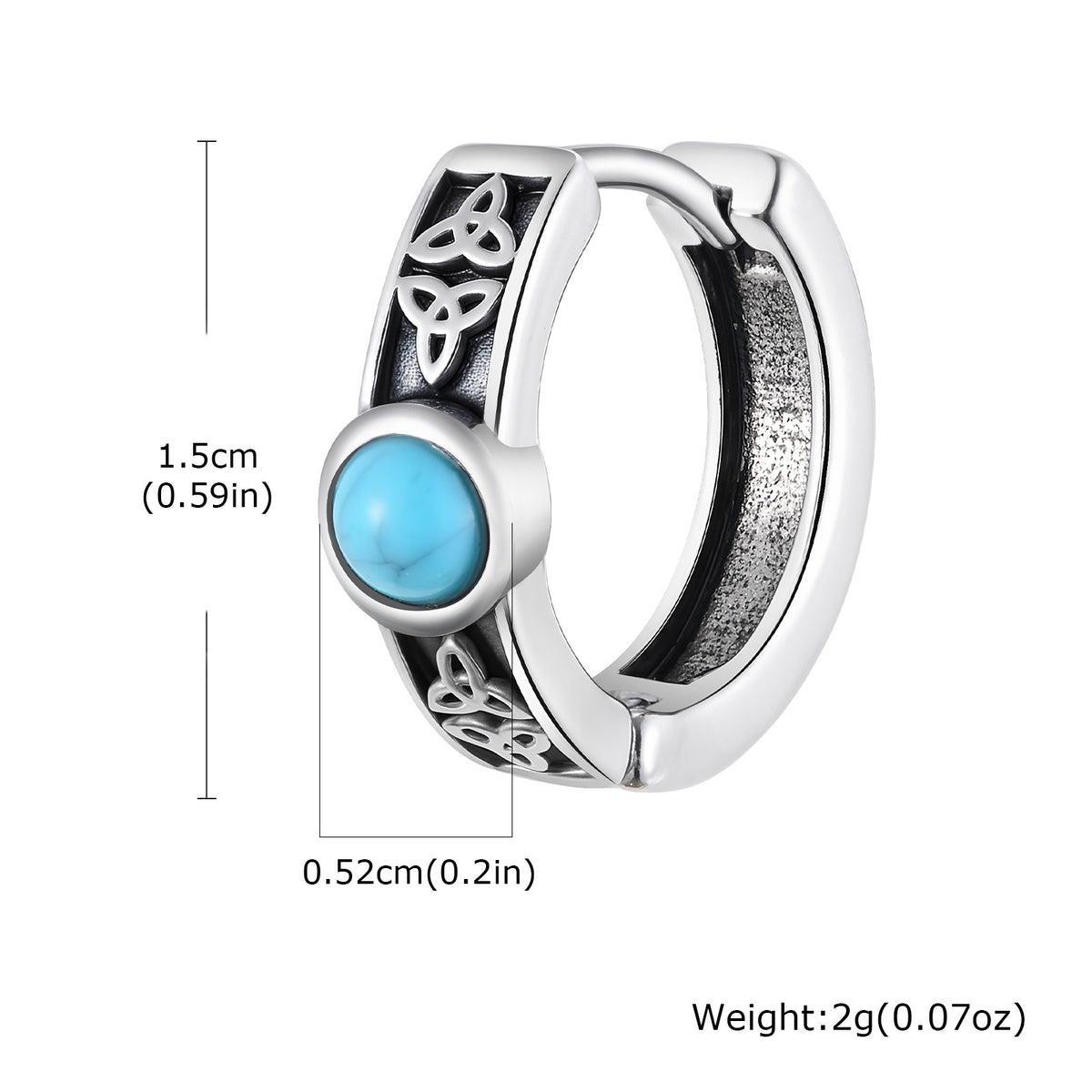 G廠-男士飾品 不鏽鋼凱爾特結綠松石耳圈個性日常酷耳飾「EH-748」25.05-3