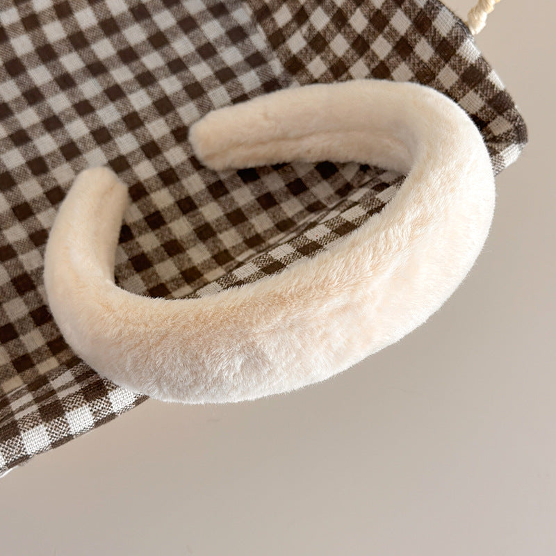 E廠-秋冬仿兔毛軟糯毛毛高顱頂寬髮箍氣質百搭溫暖毛絨絨壓髮頭箍髮飾「19179」25.11-3