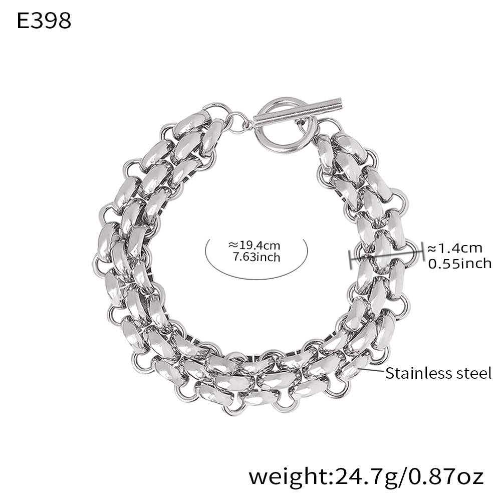 B廠-不鏽鋼OT扣純粗鏈條項鍊手鍊套裝歐美中性嘻哈誇張飾品鍍18k真金「P1441」25.12-2
