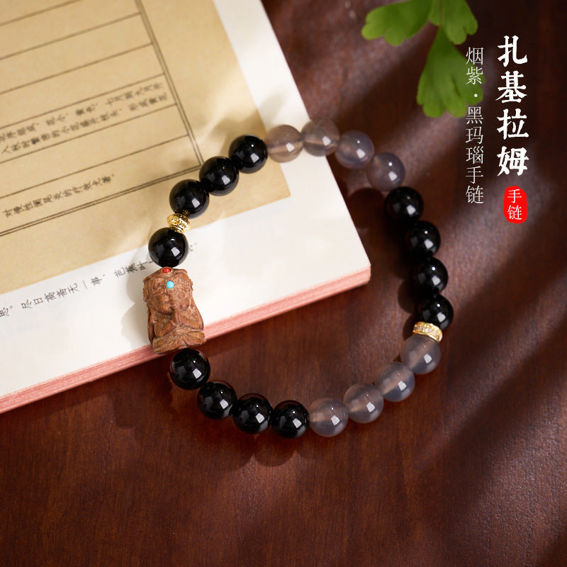 AS廠-東迦檀香扎基拉姆手鍊女款禮物金木水火土多寶瑪瑙水晶五行手串「J081J902」25.07-4