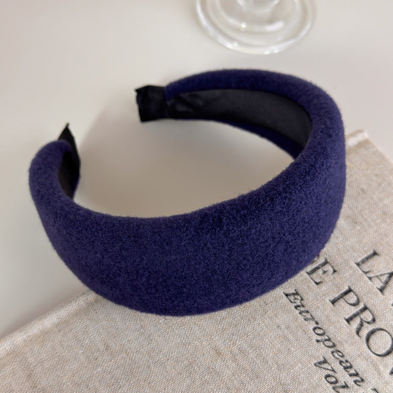 E廠-毛呢寬邊高顱頂髮箍女秋冬日常外戴洗臉壓髮頭箍韓系復古氣質髮卡「27699」25.11-3