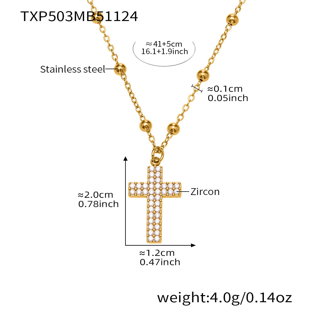B廠-不鏽鋼超閃5A鋯石十字架戒指耳環項鍊手鍊首飾套裝鍍18k金不掉色「TXP503」25.11-4