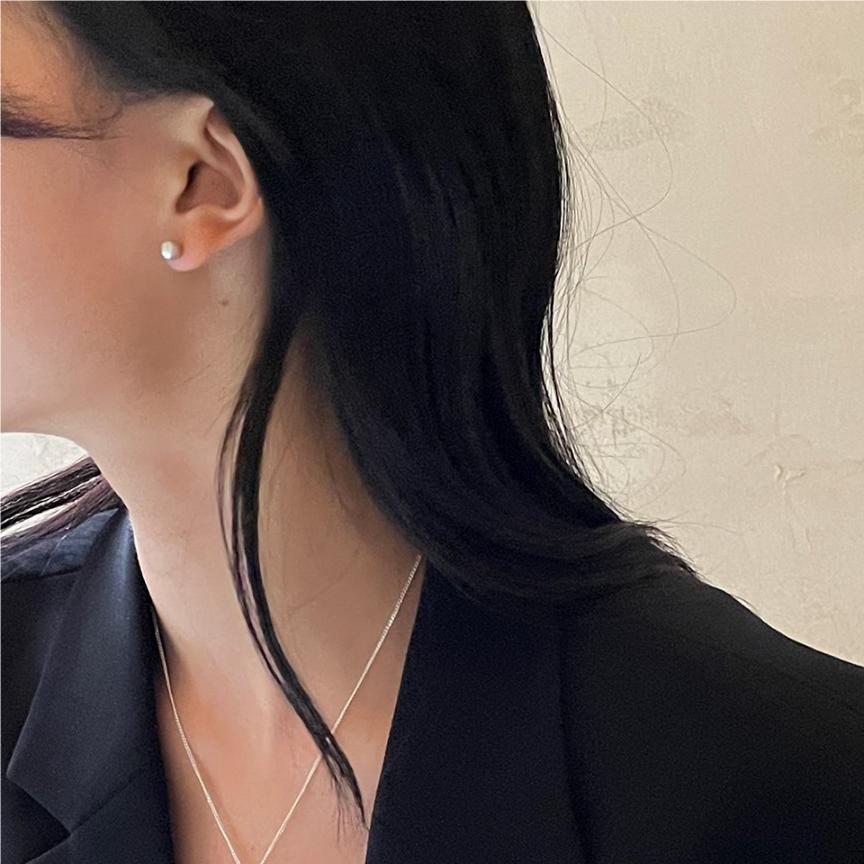 F廠-韓國韓版百搭925純銀拉絲圓珠個性耳釘女耳環時尚短髮耳飾「C1064」25.09-4