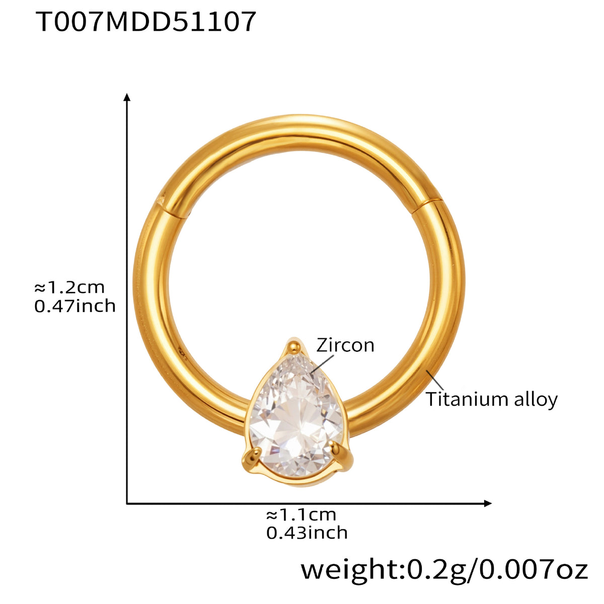B廠-鈦合金鑲嵌5A鋯石鼻環歐美甜酷辣妹穿刺鼻環潮人時尚無縫環「T001」25.11-2