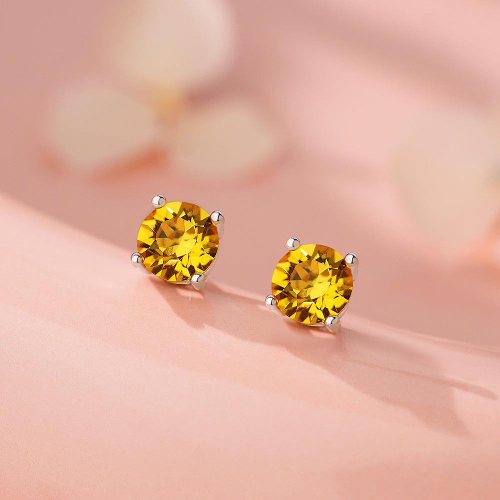 D廠-足銀S999小清新施華洛鋯石耳環女高級感多巴胺新款爆款耳飾「YC8779E_1」25.12-2