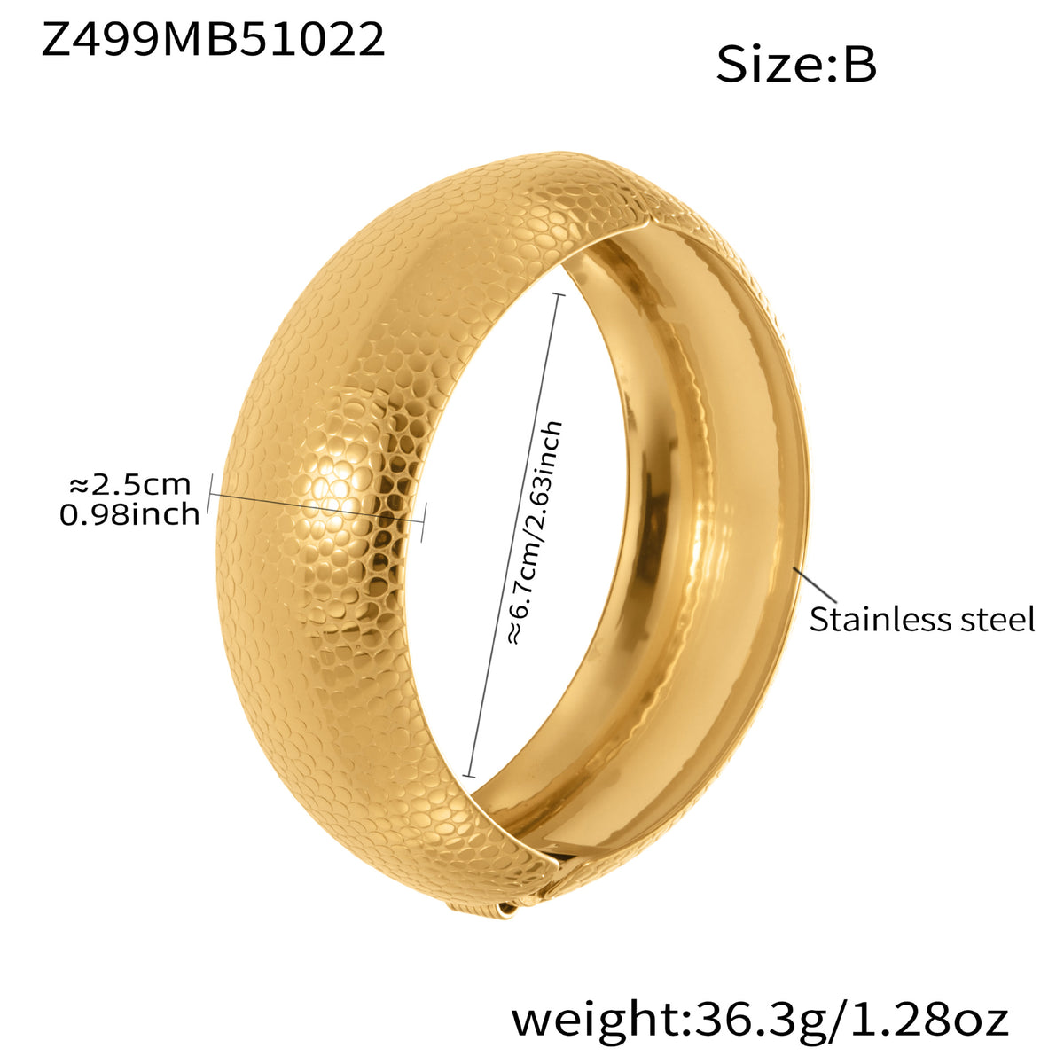B廠-ins輕奢時尚百搭紋理側開口手鐲不鏽鋼材質鍍18k真金不掉色「Z499」25.10-5
