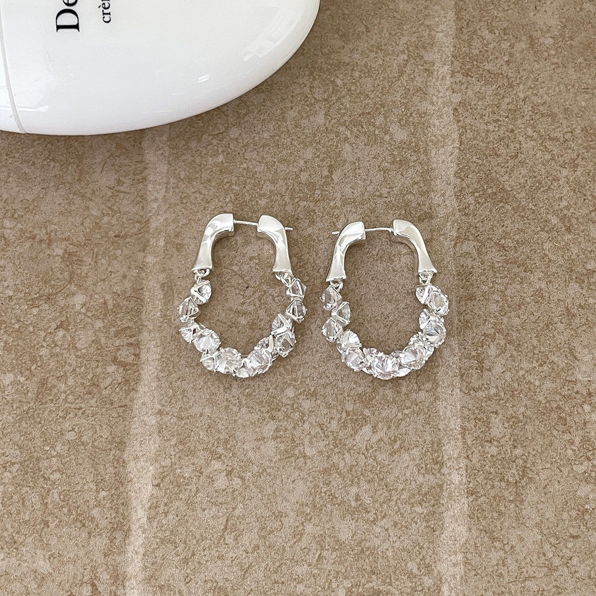 C廠-高級感復古氣質秋冬鋯石耳環女簡約百搭清冷風耳圈小眾時尚耳飾「EH-4127」25.12-1