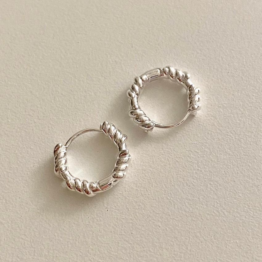 F廠-韓國韓版925純銀螺旋紋耳釘耳扣女簡約時尚ins風耳環耳飾「C1026」25.11-2