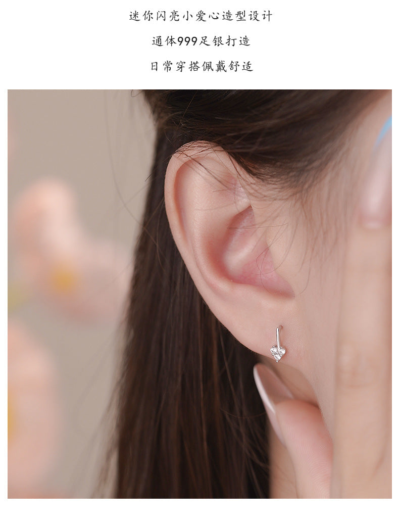 D廠-S999足銀氣質愛心鋯石耳環女高級感送女友七夕禮物耳環「YC7081E_1」25.07-2