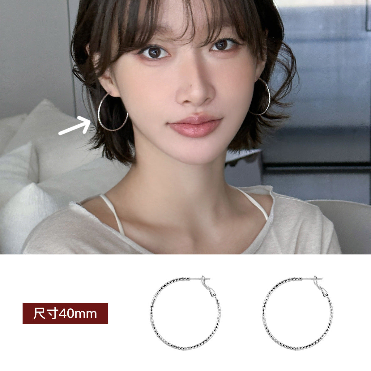 C廠-925銀針港風復古素圈耳環女小眾輕奢高級感耳扣百搭誇張通勤耳飾「EH-4176」25.10-3