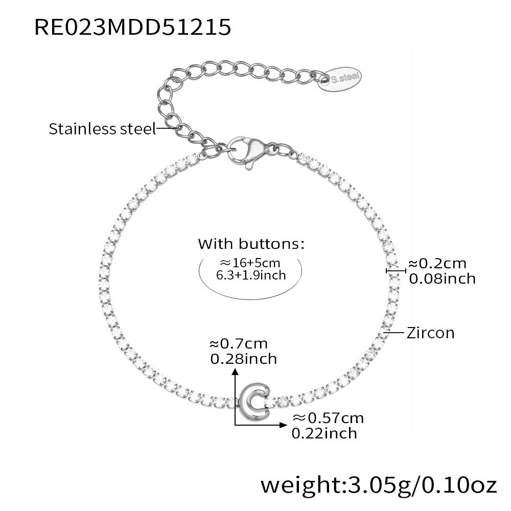 B廠-爆閃爪鑲鋯石26字母手鍊 不鏽鋼鍍18k真金時尚精緻氣質珠寶首飾女「RE023」25.12-3