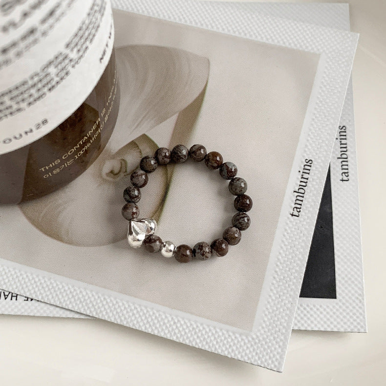 C廠-韓國輕奢小眾老花四葉草糖果十字架愛心大象米珠彈力S925純銀戒指「RC」25.11-4