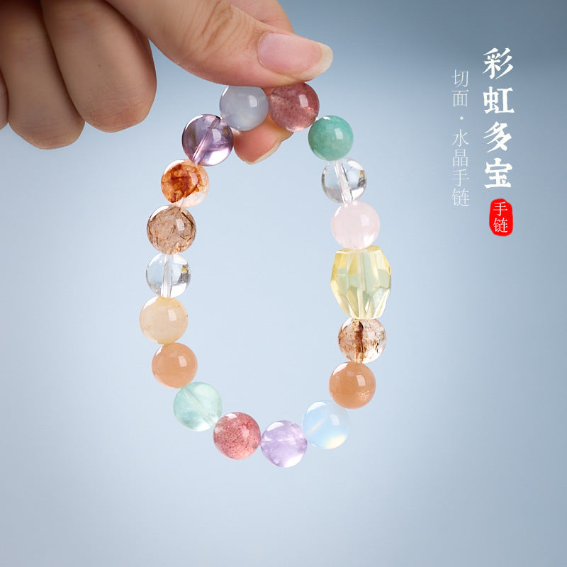 AS廠-天然10MM彩虹多寶水晶手鍊黃水晶紅膠花海藍寶高級感水晶手串批發「BL101J067」25.08-2